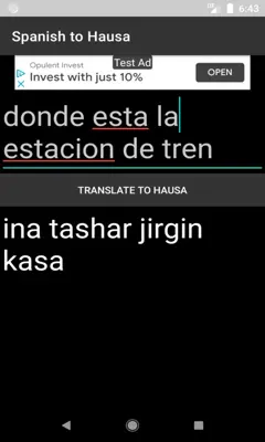 Spanish to Hausa Translator android App screenshot 1